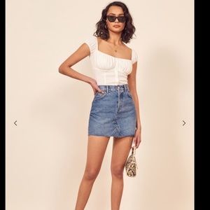 Reformation Cherry Denim Skirt